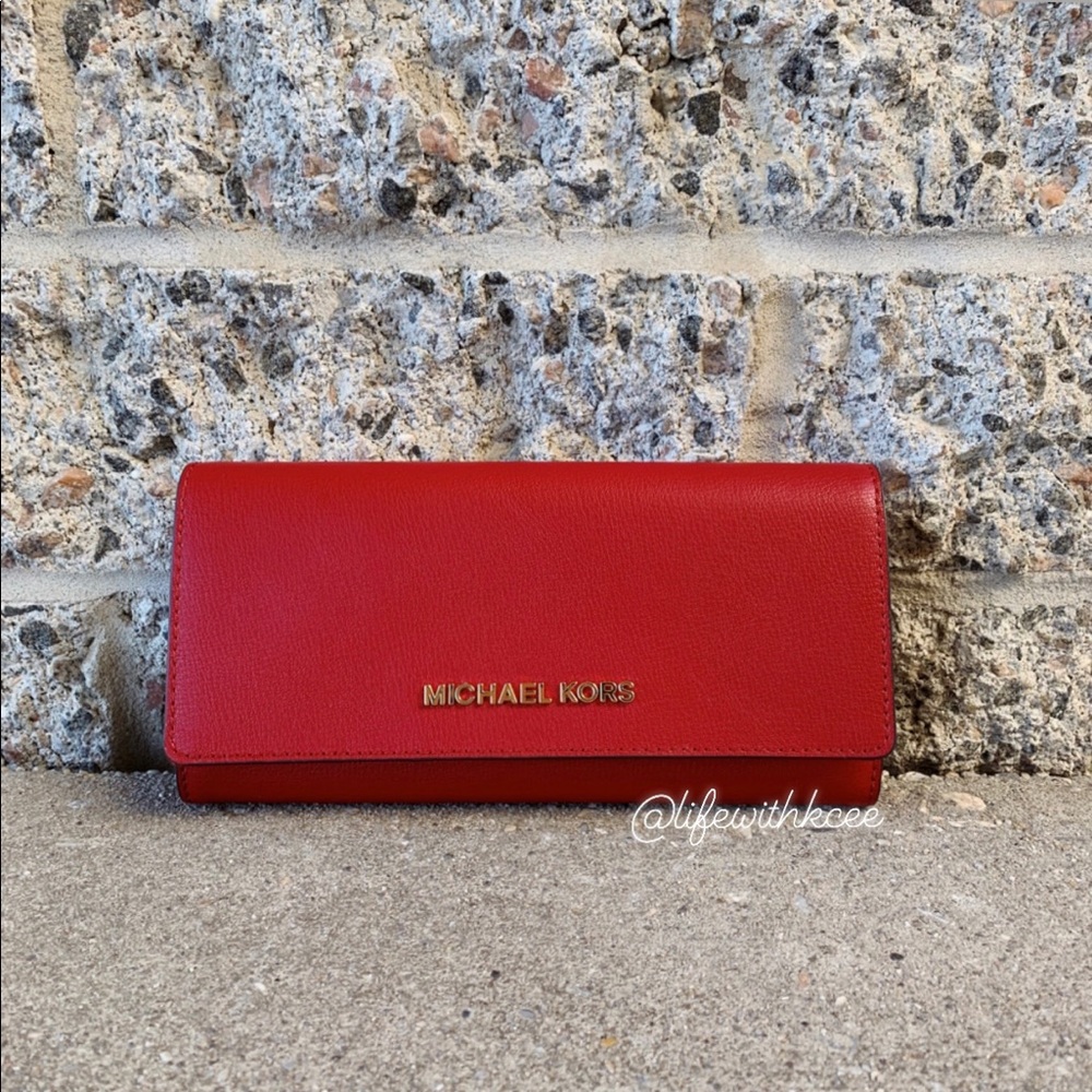 Michael Kors Jet Set Travel Large Wallet Scarlet